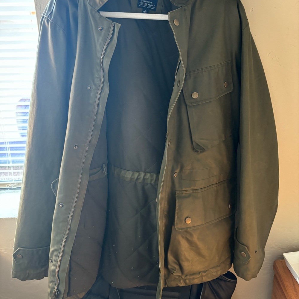 J. Crew Waxed Coat Large Dark Green
